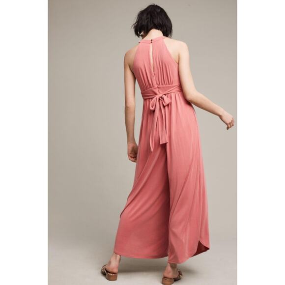 MOULINETTE SOEURS Eremita Halter Jumpsuit Dusty Rose Pleated Tie Back Women's XS - Picture 2 of 15